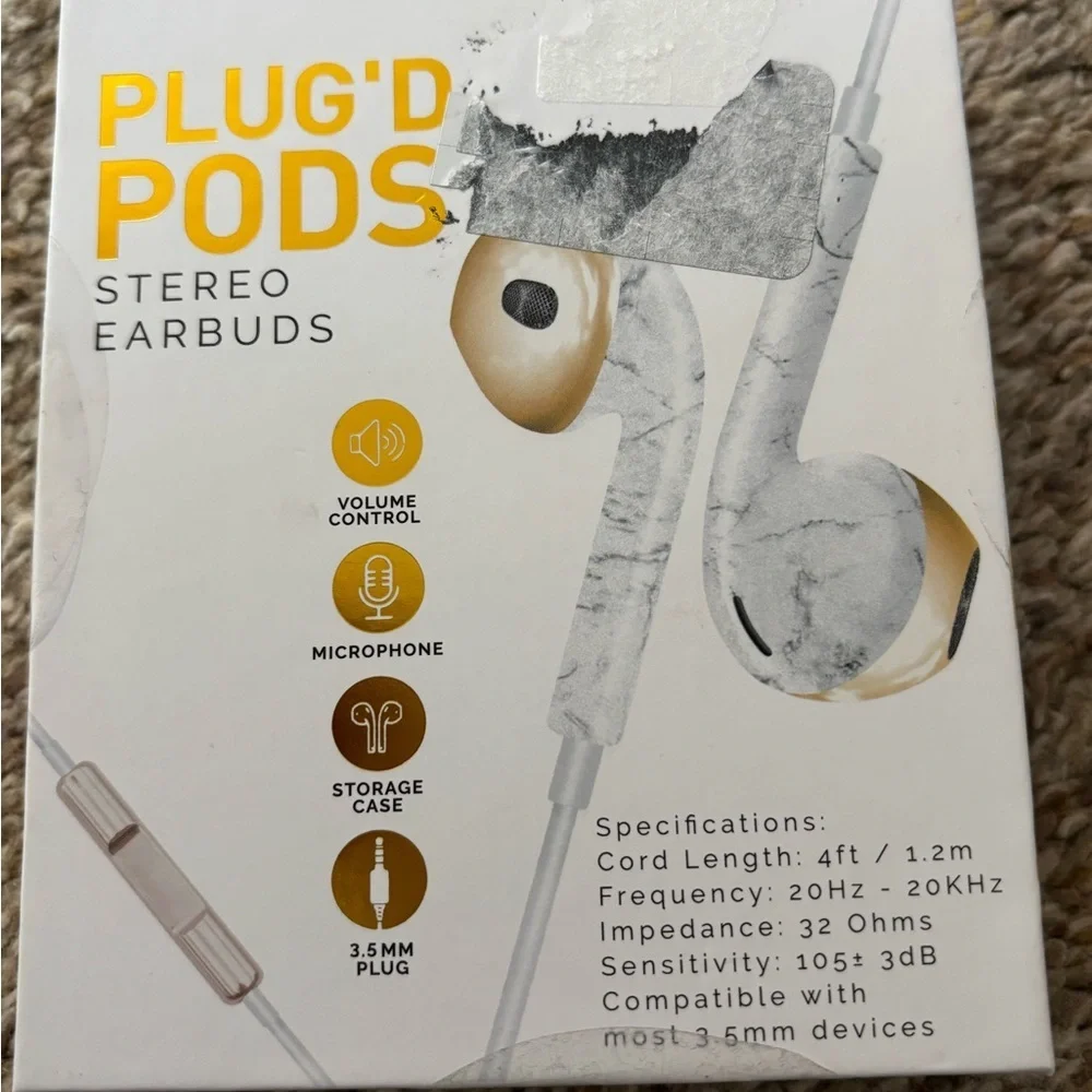 2x HP (Plug'd) Pods Stereo Earbuds - Gold and White White